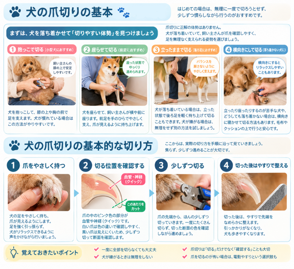 犬の爪切りの基本的な切り方